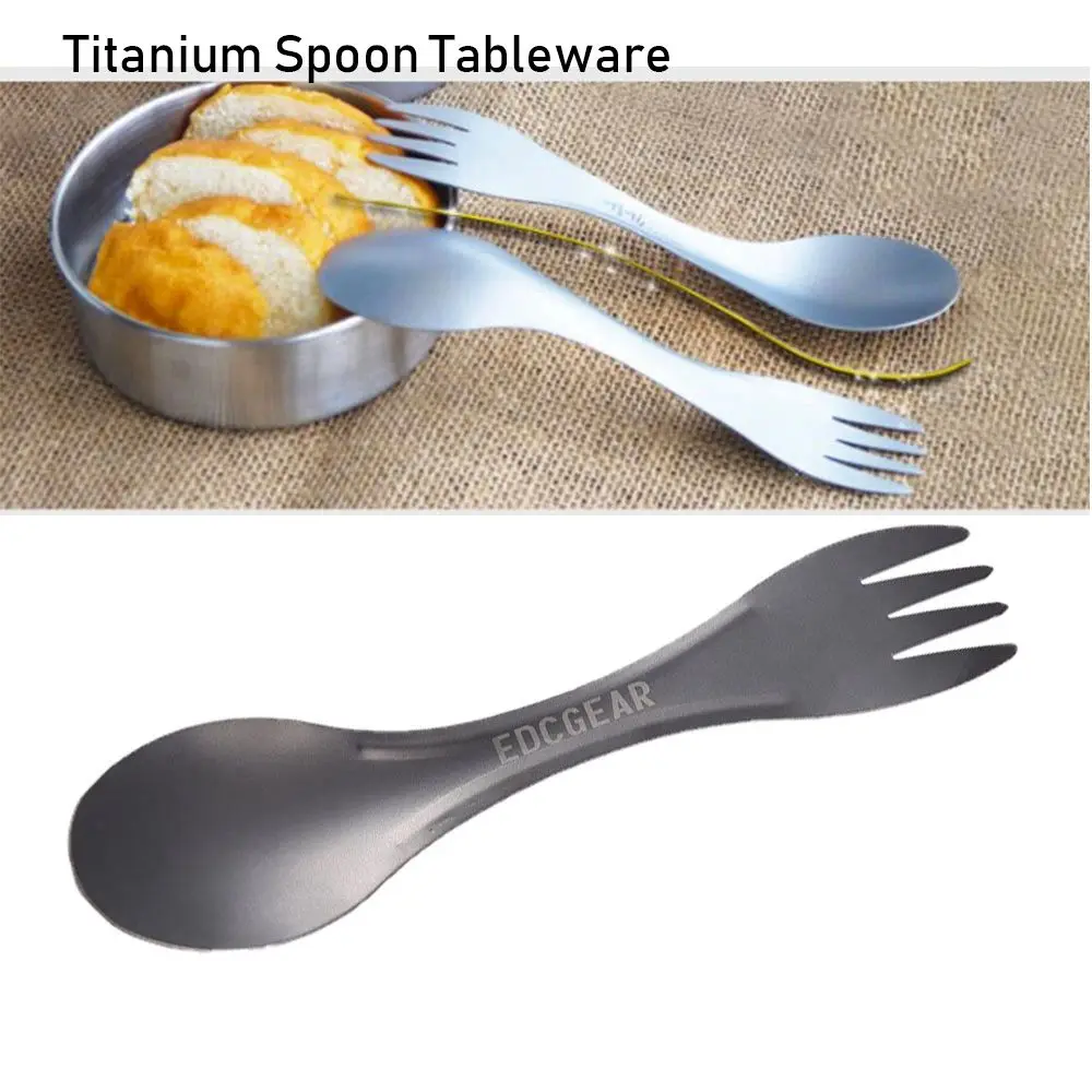 Camping Cutlery Portable Tableware Camping Cookware Portable Cutlery Titanium Tableware EDC Outdoor Camping Portable Picnic Titanium Spoon Cookware Titanium Alloy Fork Ultralight Pure Spork