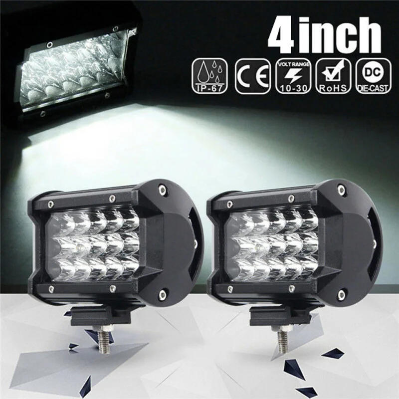 

2X 4 INCH 36W LED WORK LIGHT BAR Spot BEAM DRIVING LAMP For 4WD BOAT ATV UTE