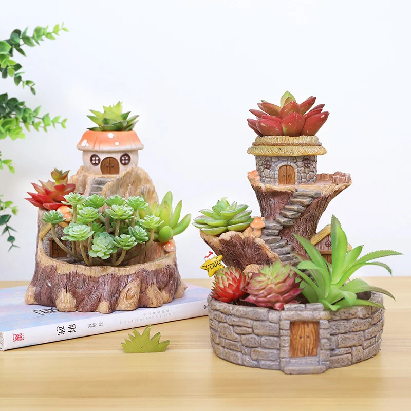 

Nordic Creative Cartoon Fairy Tale Tree Resin Crafts Home Adornment Accessories Succulents Desktop Potted Flower Pot Ornaments