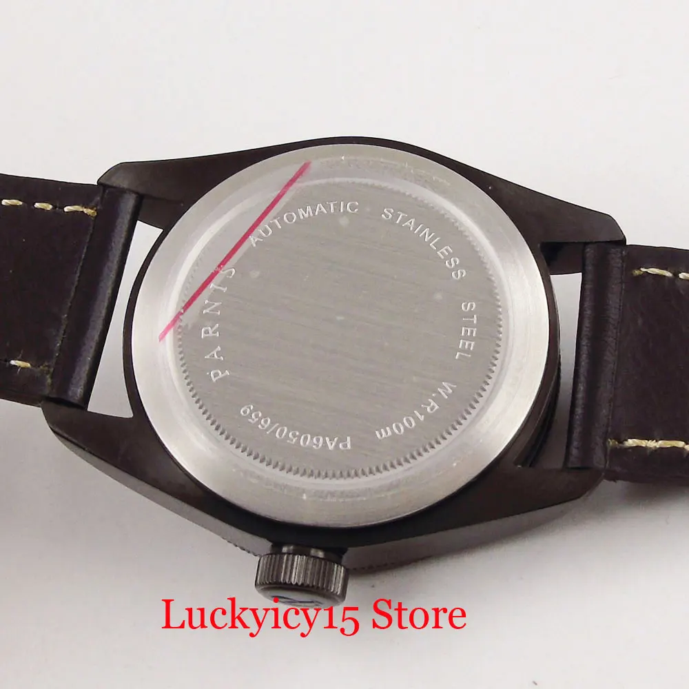 PARNIS бренд высокого качества Модные PVD покрытием 41 мм круглые мужские механические часы сапфировое стекло Дата Окно автоматическое движение мужчин t