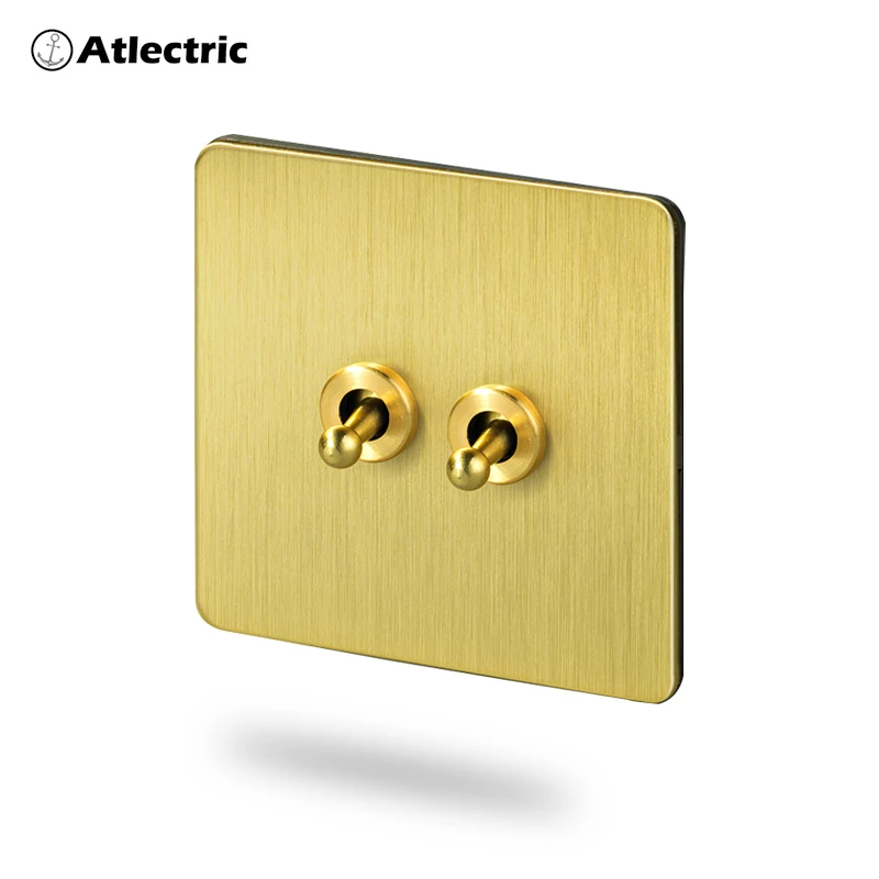 

Atlectric Switch Gold Brass Panel Light Switches USB Wall Socket Toggle Light Switch Electrical Outlets Socket Wall Plugs