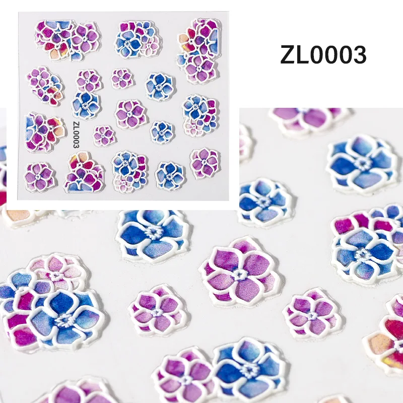 03 5D Sticker 1 лист 5D рельефная наклейка для ногтей цветы Лист наклейки для ногтей s самоклеющиеся DIY маникюр слайдер наклейка ломтик Дизайн ногтей украшения - Цвет: 03 5D Sticker