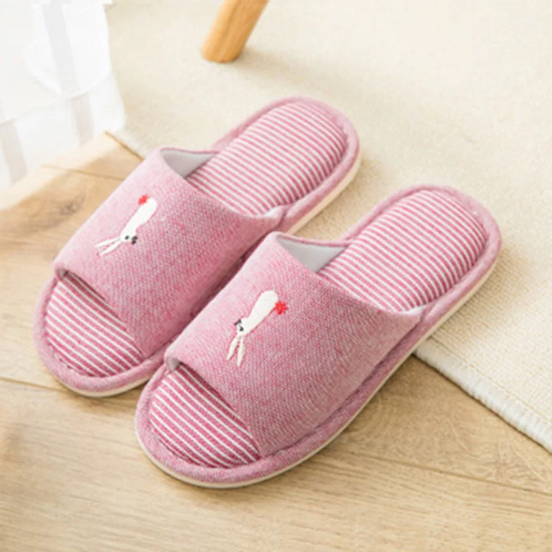 Домашние тапочки из натурального льна женская домашняя обувь женские бесшумные