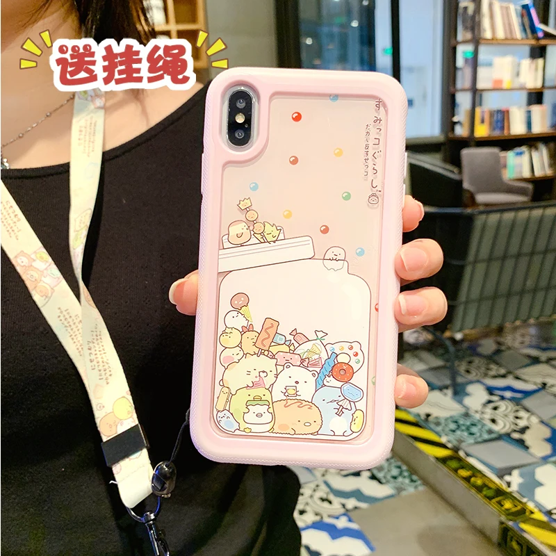 Для iPhone XS MAX/XR 8 7 6s Нескользящая задняя крышка милый мультфильм закаленное стекло Передняя пленка для iPhone 8 plus 7plus 6plus чехол ремешок
