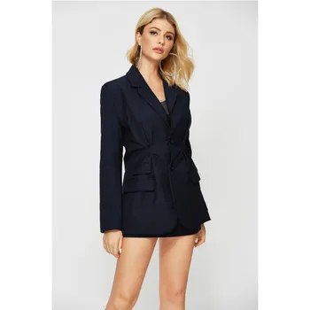 

Elegant Solid Purple Suit Jacket for Women New Fashion High Street Wear Korean Slim Blazer Suits Outerwear Female Long Jackets