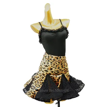

Leopard Print Teenager Latin Dance Dress Baby Girl Ballroom Classic Kids Lace Women Salsa Chacha Tango Rumba Dance Costume
