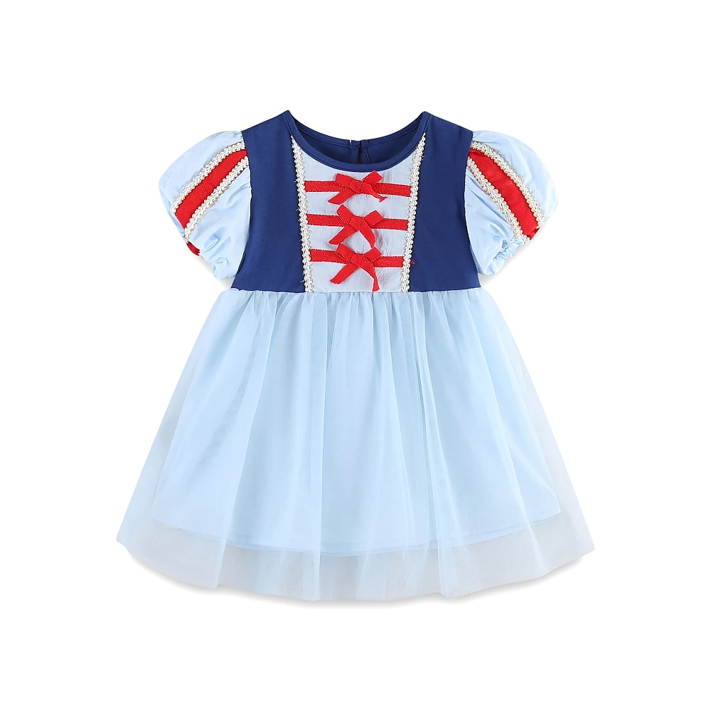 

TOU Newborn Baby Girls Princess Dress Infant Fashion Tutu Skirt Toddler Girl Bowknot Puff Sleeve Birthday Party Dress For Summer