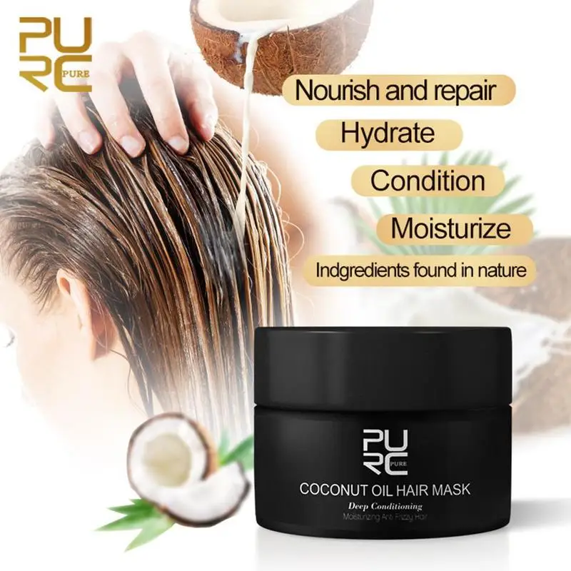 Coconut Oil Hair Mask Repairs Damage Hair Restore Keratin Hair & Scalp Treatment Deep Conditioning Hair Anti Frizzy Hair 60ml