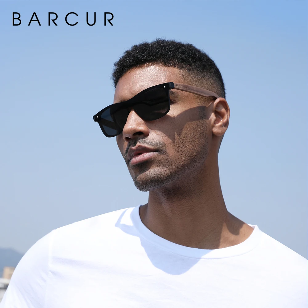 BARCUR, натуральный черный орех, солнцезащитные очки для мужчин, поляризационные солнцезащитные очки, дерево, UV400, Oculos de sol masculino feminino