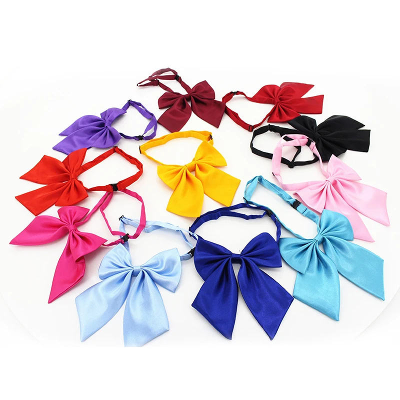 

10 Colors Solid Color Bow Tie Adjustable Classic Necktie Polyester silk Butterfly Bow Tie Best accessories for women gifts