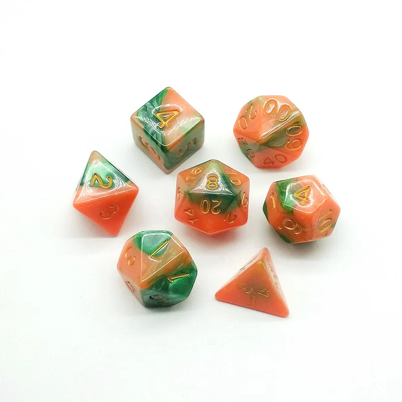 7 шт./компл. Polyhedral TRPG игры DND для блестящих разносторонних костей настольных