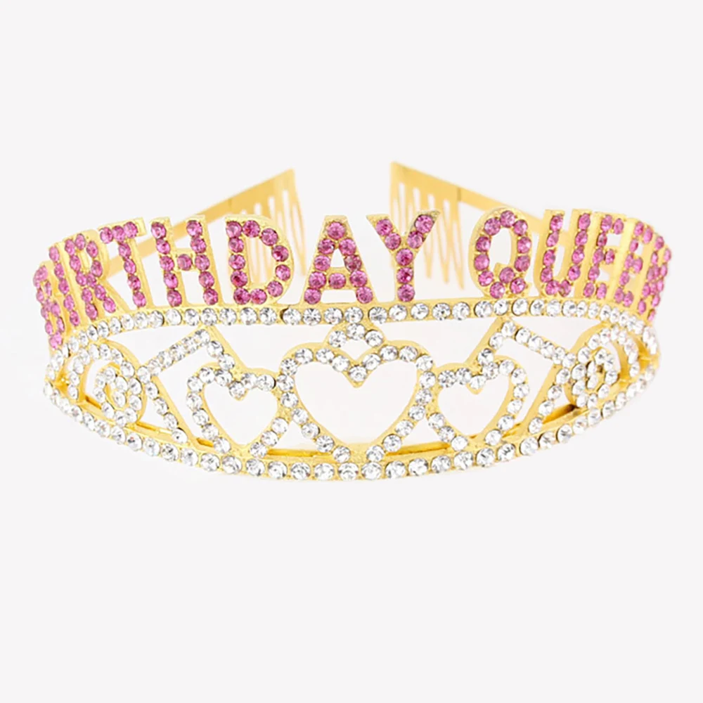Тиара Стразы с кристаллами в виде королевской короны на день рождения повязка