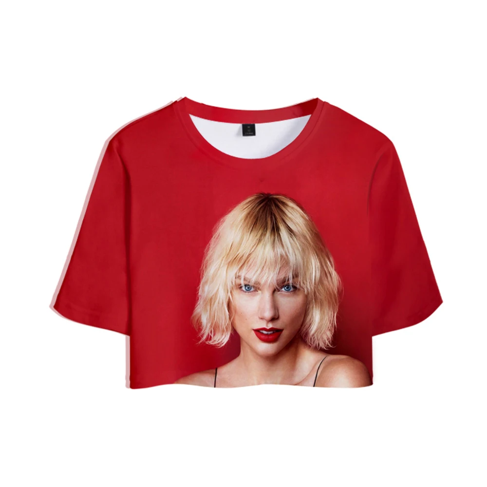 Супер популярная женская укороченная футболка с 3D принтом Taylor Swiftie, летняя модная сексуальная повседневная одежда Harajuku, горячая Распродажа размера плюс