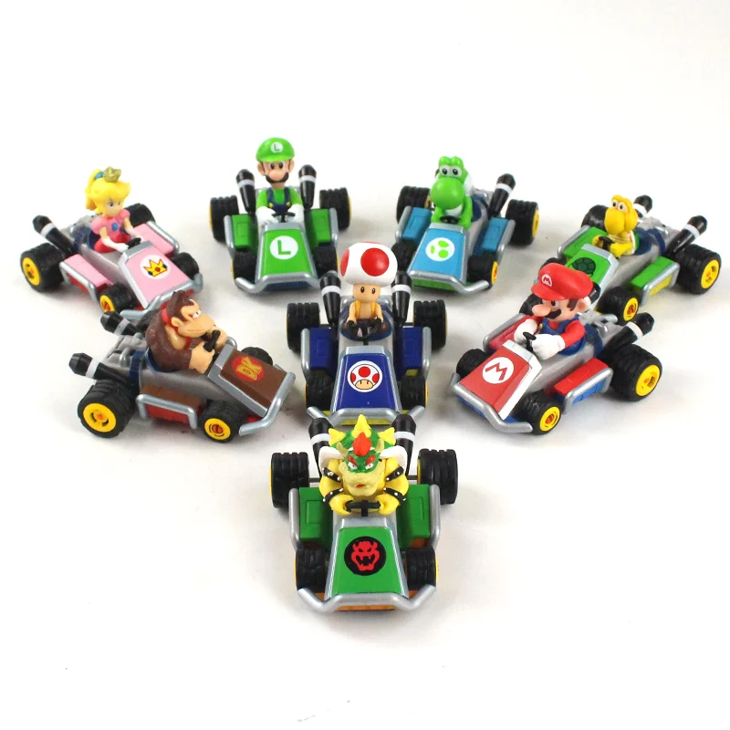 8pcs 5cm Anime Cartoon Figures Princess Mushroom Monkey Pull Back Cars Gift for Children | Игрушки и хобби