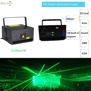 

Stage Laser Light 5w Disco Light DJ Professional Stage Projector ILDA 10w green Animation Laser Projector DMX512 Scanner Disco