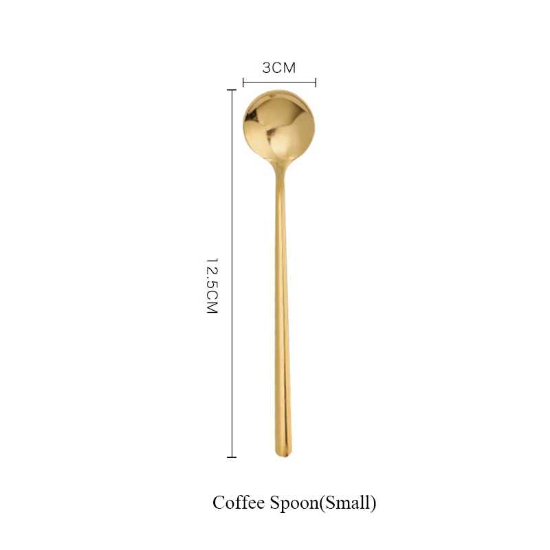 Golden Small Unibird, 1 шт., круглая кофейная ложка из нержавеющей стали, мороженое, десерт, чайная ложка, кухня, столовая посуда для бара - Цвет: Golden Small