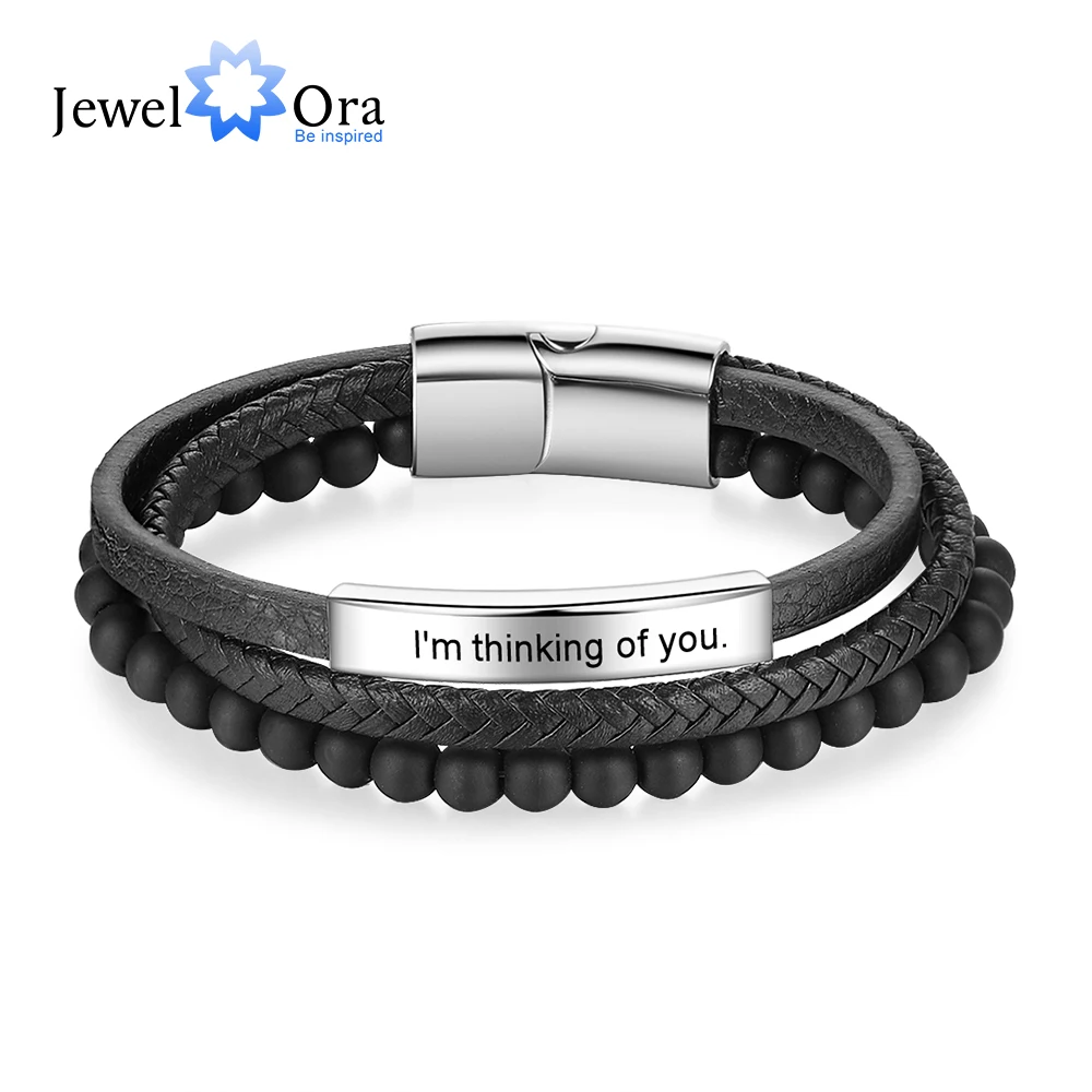 Personalized Stainless Steel Engraved Men Bracelets & Bangles Multi
