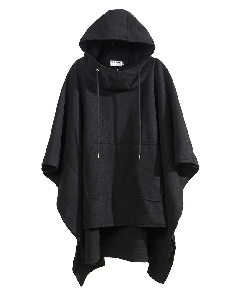 M-4XL, винтажная шерстяная накидка, Мужской плащ, куртка, летучая мышь, шаль-стиль, зимнее пальто, для студентов, темная, с капюшоном, длинная секция