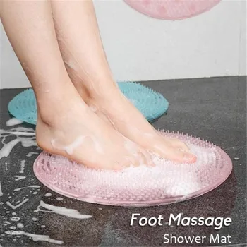 

Soft Silicone Massage Pad Suction Cup Slippers Bath Foot Brush Skid Cleaning Foot Brush Pad Bath Mat