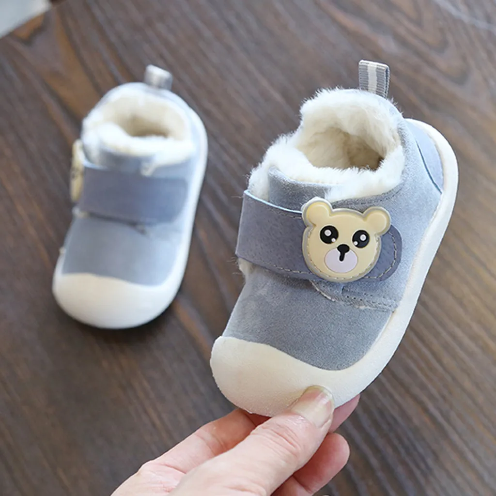 Для новорожденных, для маленьких мальчиков Модная одежда для девочек Дети дошкольного возраста детская обувь зимняя теплая обувь с рисунками из мультфильмов; хлопковая обувь; верхний материал из детская обувь «Zapatos»