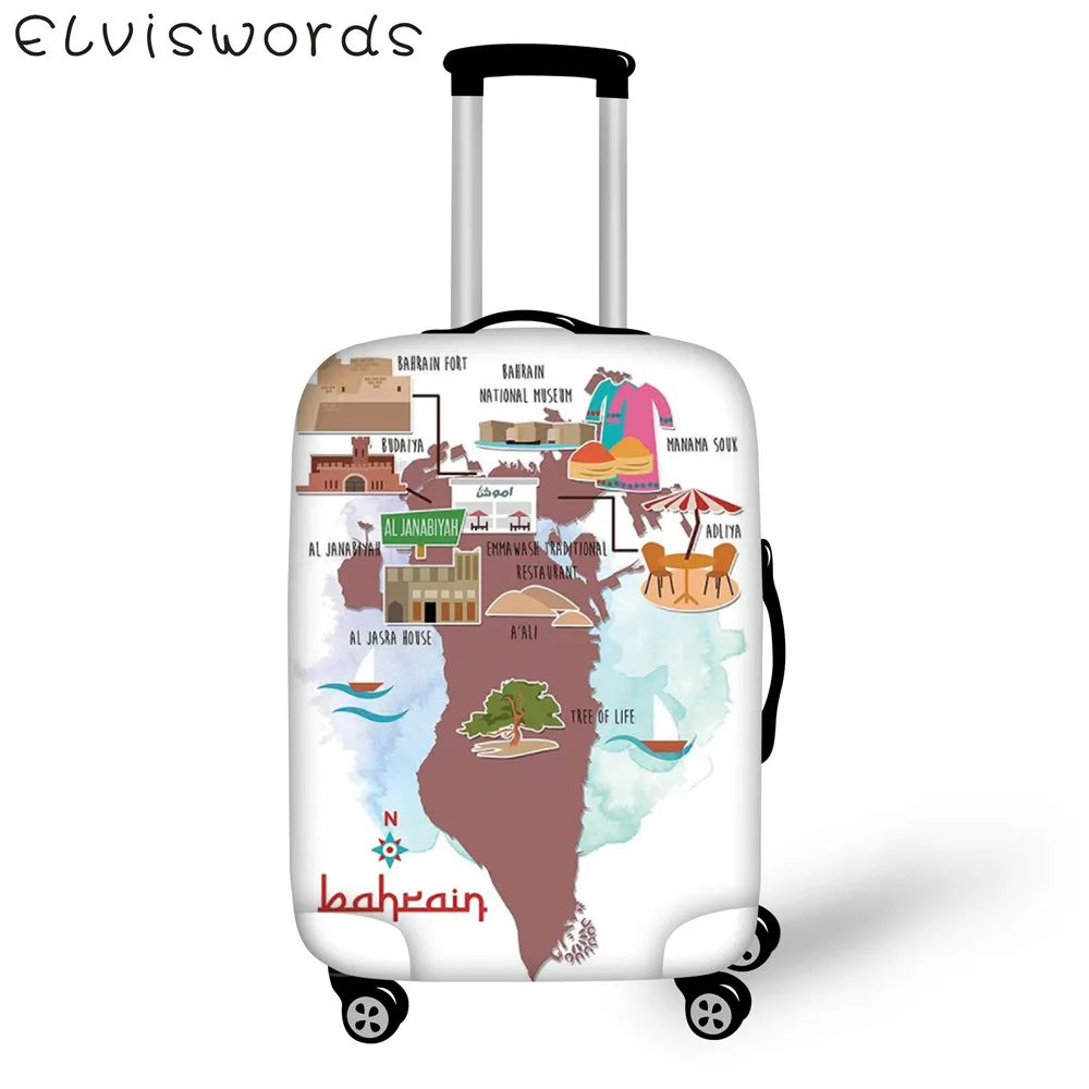 ELVIESWORDS, плотный эластичный Чехол для багажа с защитой от пыли, Карта мира, дизайнерские аксессуары для путешествий, Размер 18-32 дюймов, чехол для чемодана на колесиках - Цвет: QF0136SML XL