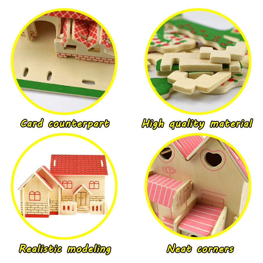 3D деревянные головоломки, игрушки, пазлы, архитектура, дом, сделай сам, ручная сборка, пазлы для детей, Обучающие Развивающие деревянные игрушки для детей