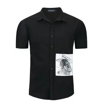 

New Brand Summer Men's Short Sleeves Shirts Fashion Casual Male patchwork 100% Cotton Eurocode Plus Size Tops Hight Quality