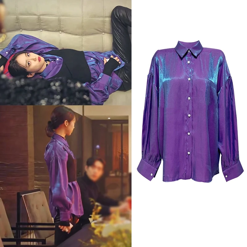 

Kpop Korean Singer Vintage Slim Single-breasted Chiffon Shirts Women Long Sleeve Blouses Fashion Ladies Streetwear Casual Tops
