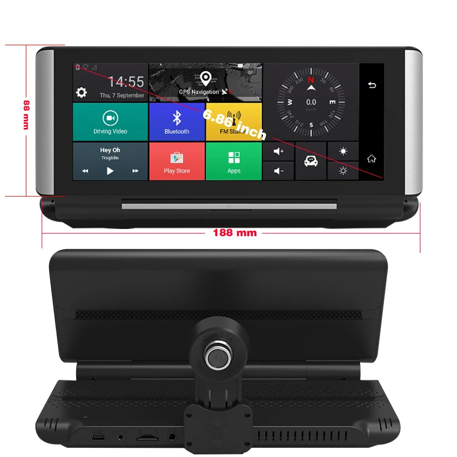 Anfilite 6,8" 3g/4G Автомобильный видеорегистратор gps навигация ADAS Android 5,1 1G/16G wifi Full hd 1080P видео регистратор видеорегистратор