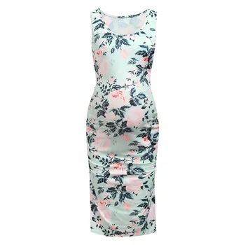 

Maternity Women Dress Pregnancy Dresses Mama Clothes Flattering Side Ruching Scoop Neck Pregnant Womens Clothing
