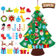 Arbre de noël en feutre pour enfants, bricolage, ornements pour la maison, cadeau du nouvel an, 2021