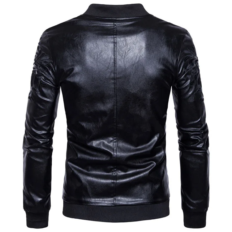 

AliExpress Autumn And Winter New Style Men Stand Collar Embroidered Leather Coat Men Jacket Recruit Agents