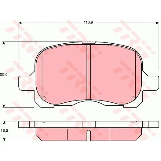 Колодки тормозные TOYOTA COROLLA 1.4/1.6 97-02 передние TRW GDB3