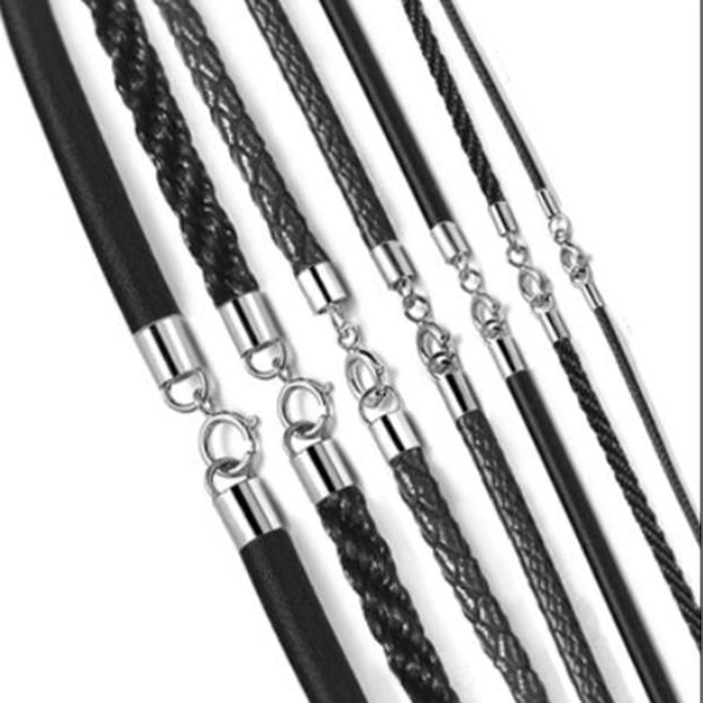 Solid Premium 925 Sterling silver color Kumihimo Rope Cord Clasp Suede Leather Jewelry Clasp Tube DIY Connector  Craft Findings