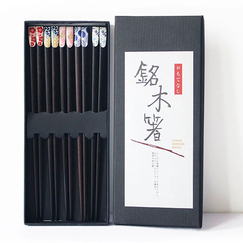 5 Pair Dinnerware Chopsticks Set Home Natural Tableware Wood Kitchen Durable Japanese-style For Sushi Chinese Dish Barbecue