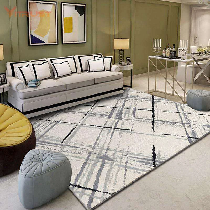 Ковер в скандинавском минималистическом стиле с геометрическим рисунком, простой коврик для кофейного столика, коврик для гостиной, спальни - Color: Light Yellow