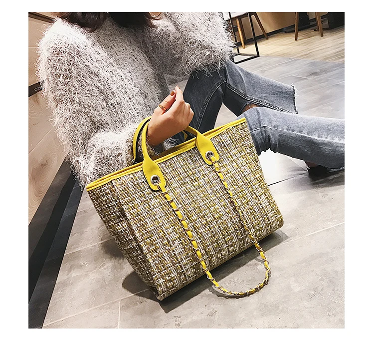 Fashion Women's Casual Hand Tote Bag Large Size Shopping Bag Wool Leisure Shoulder Bag Big Trendy Travel Bag Handbags Women
