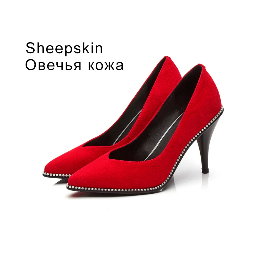 VAIR MUDO/женские туфли-лодочки; модные замшевые туфли на тонком высоком каблуке; цвет черный, красный; сезон весна-лето-осень; женская обувь; D45L - Цвет: Red