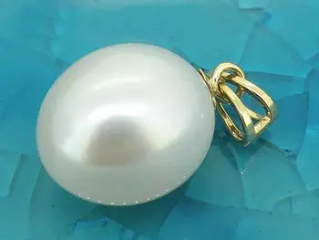 

Genuine 10-12mm AAA+ fine drop white south sea pearl pendant 14KGP yellow gold