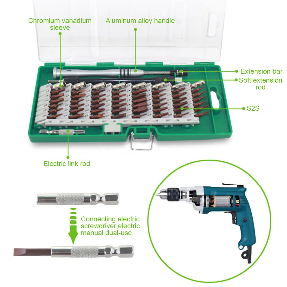 60 In 1 Screwdriver Set Extension Rod Magnetic Driver Hand Steel Computer Practical Repair Tool Professional Bits Mobile Phone