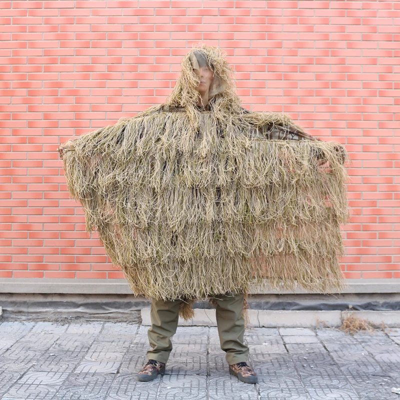Men Withered Grass Hunting Cloak Ghillie Suit Ghillie Clothes Camouflage Hunting Gilley Suit Outdoor Jungle Hunting Poncho Men Withered Grass Hunting Cloak Ghillie Suit Ghillie Clothes Camouflage Hunting Gilley Suit Outdoor Jungle Hunting Poncho