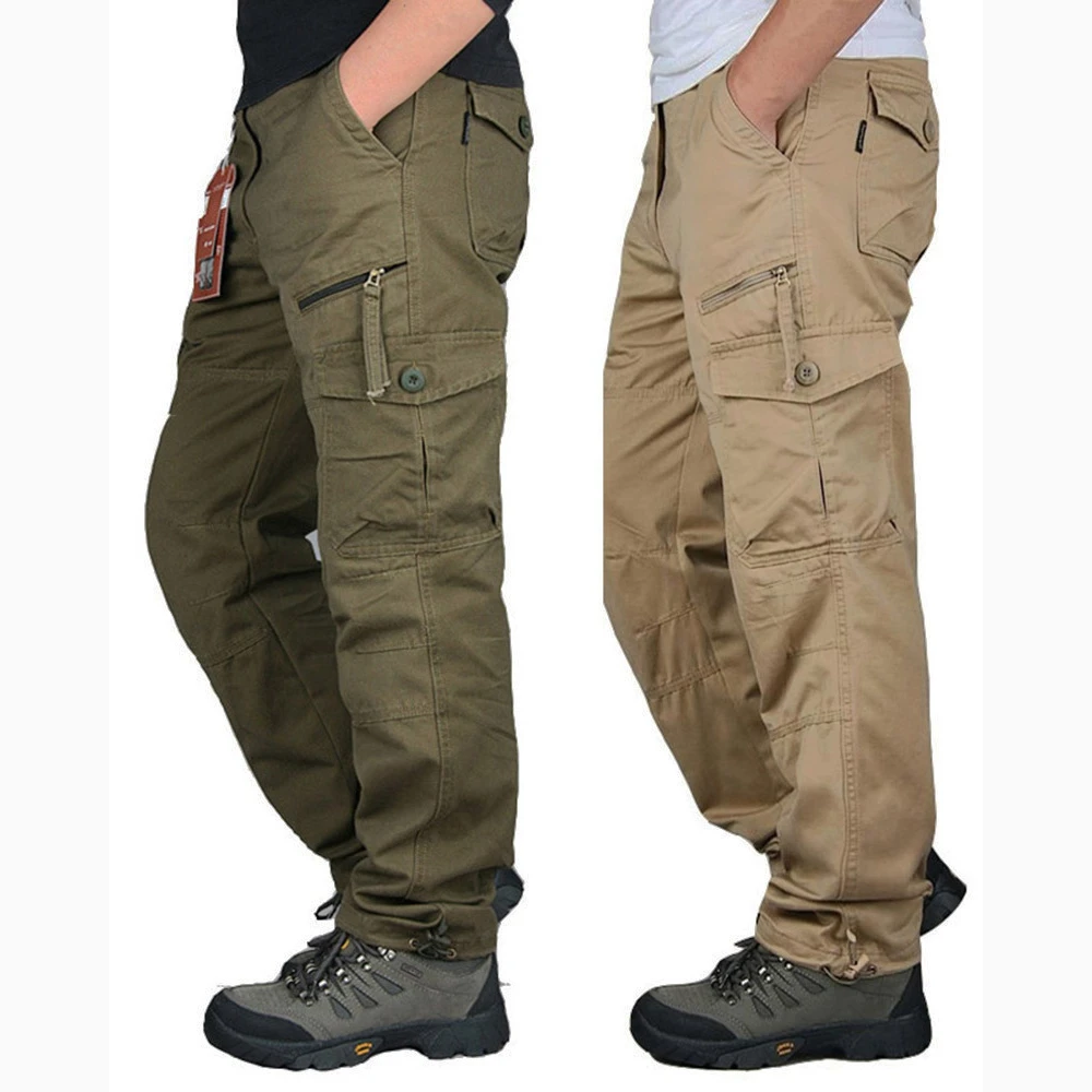 

Men Trainning Pants Cargo Clothes Multi Pockets Military Tactical Pants Army Straight Slacks Casual Long Trousers Plus Size