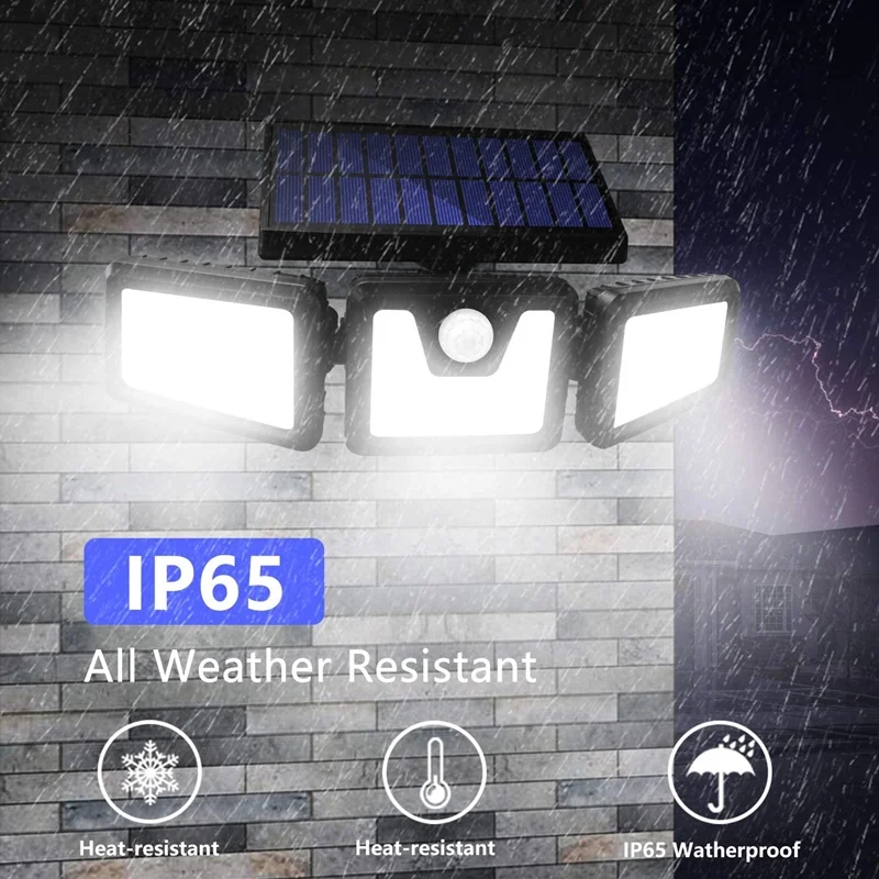 RU HOT Solar led Light Outdoor Waterproof 4 Head Motion Sensor Lamp 270 Wide Angle Illumination luz solares exterior |