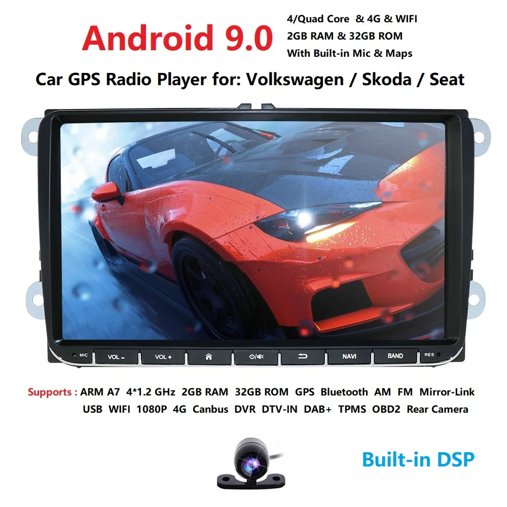 1080P Android 9,0 2Din для VW/Volkswagen/Golf/Polo/Tiguan/Passat/b7/b6/leon/Skoda/Octavia автомобильный Радио gps автомобильный мультимедийный плеер