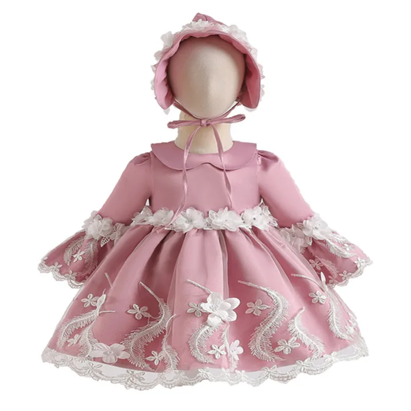 Новое модное платье принцессы с длинными рукавами для маленьких девочек; сезон весна-осень платье для дня рождения для новорожденных детская одежда - Цвет: As shown