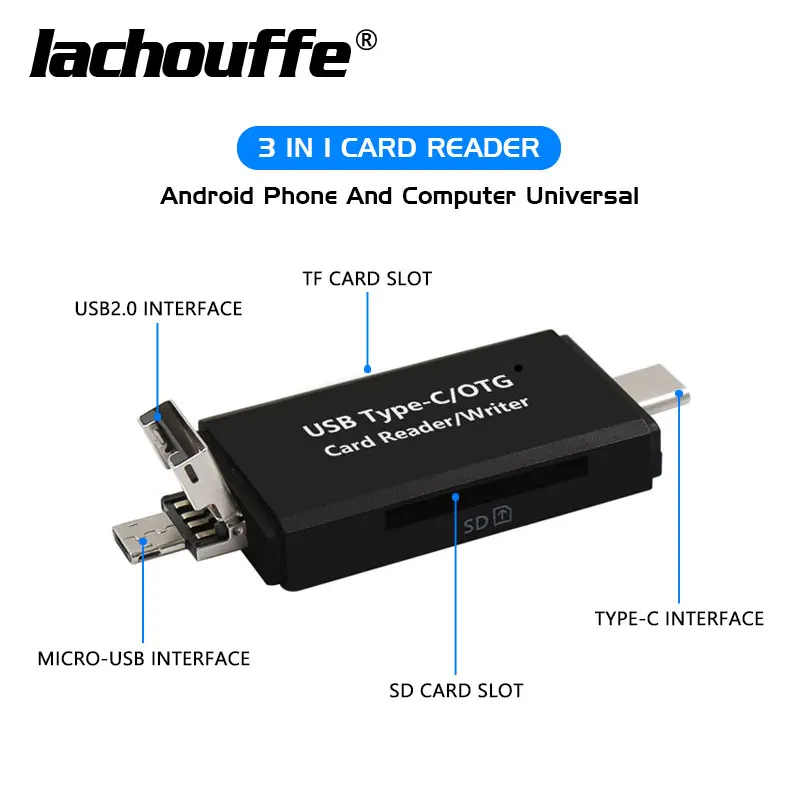 Type-C/Micro USB/OTG 3 в 1 кардридер Micro SD кардридер адаптер SD карта памяти Адаптер для type C/Android/PC deveices