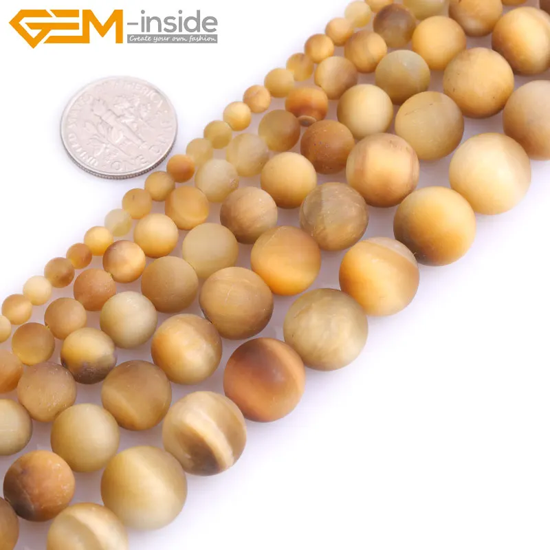 

Natural Stone Tiger Eye Frosted Matte Unpolished Round Spacer Beads For Jewelry Making Strand 15 inch bracelet Necklace DIY
