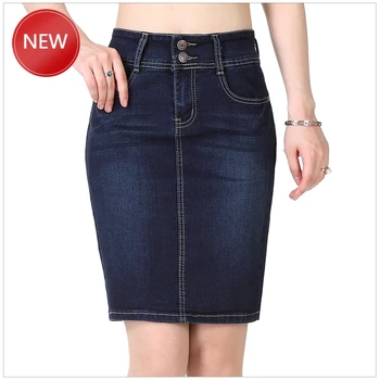 

Midi Skirt Denim Rok Vintage Knop Hoge Taille Potlood Blauw Slanke Vrouwen Rokken Plus Size 5X Office Sexy Mini jeans Rok
