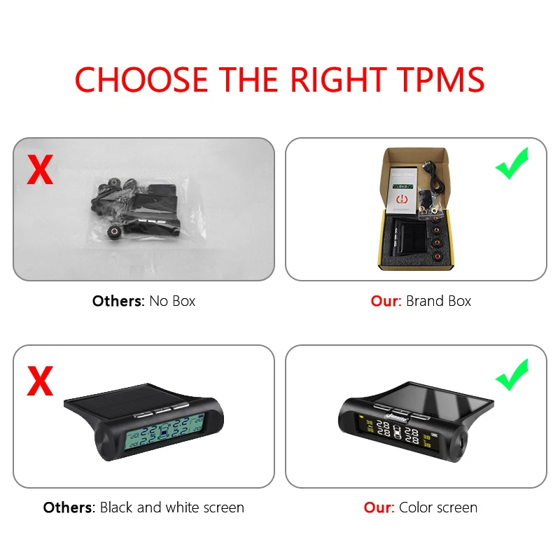 Цифровые lcd солнечные TPMS внешние датчики 4 шт. внешние датчики давления в шинах Авто Охранная сигнализация Солнечная энергия для автомобиля для внедорожника