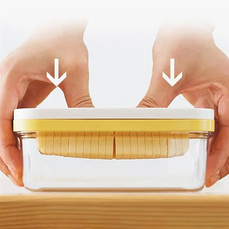 

Kitchen Tools 2 In 1 Butter Container Creative Clear Butter Dish Butter Box With Slicer Crisper Sealed Rectangular Storage Box